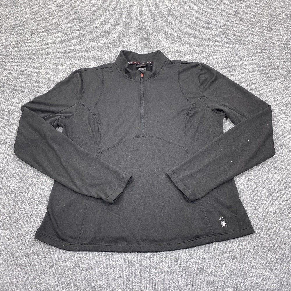 Spyder Jacket Mens Large Black Microfleece 1/4 Zip Stretch Activewear Layer